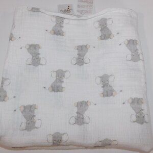 Aden +anais Gray Elephant 100% Cotton Muslin Swaddle Blanket